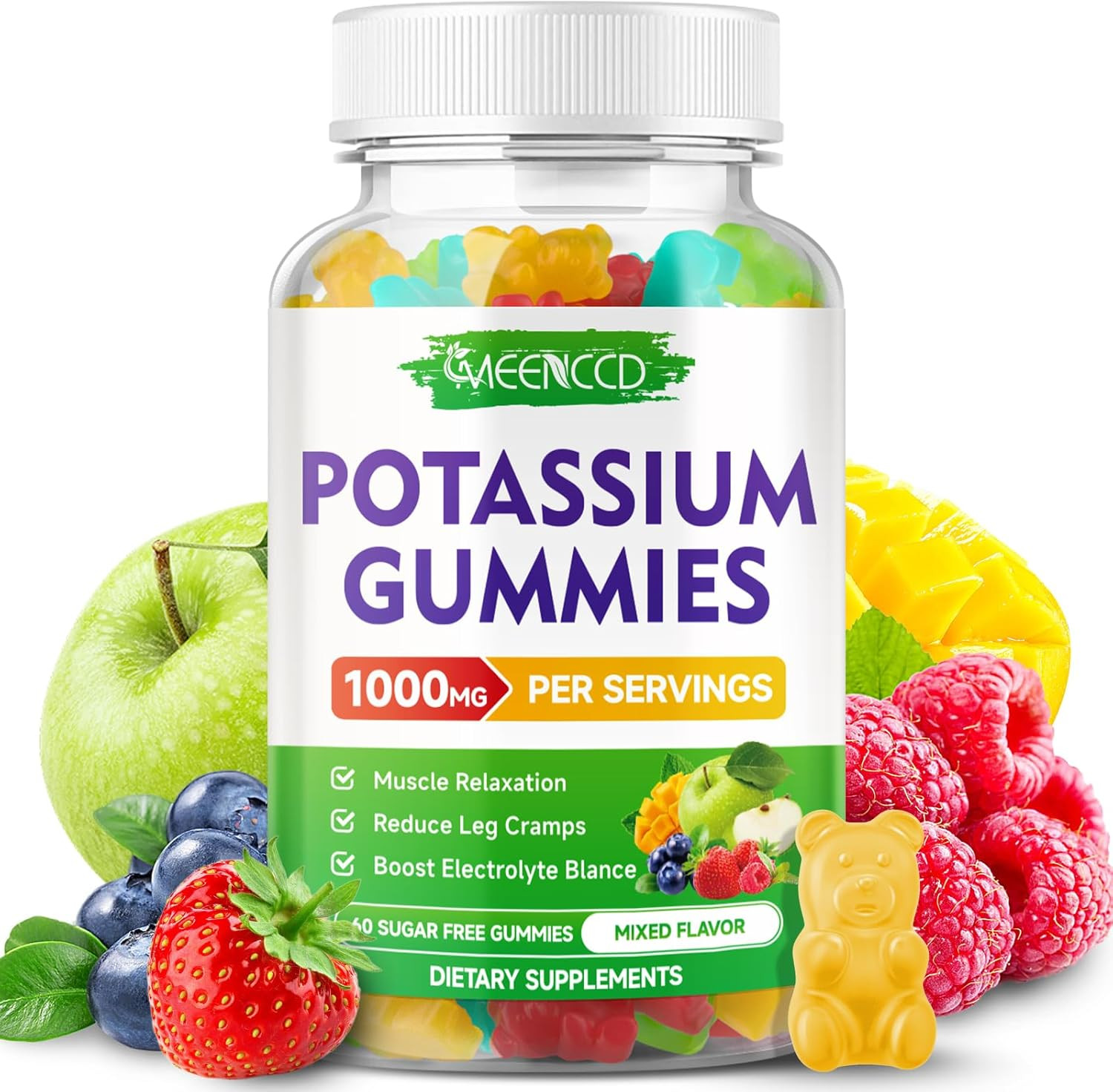 Potassium Citrate Gummies 1000Mg, High Potency Potassium Supplement for Adults W