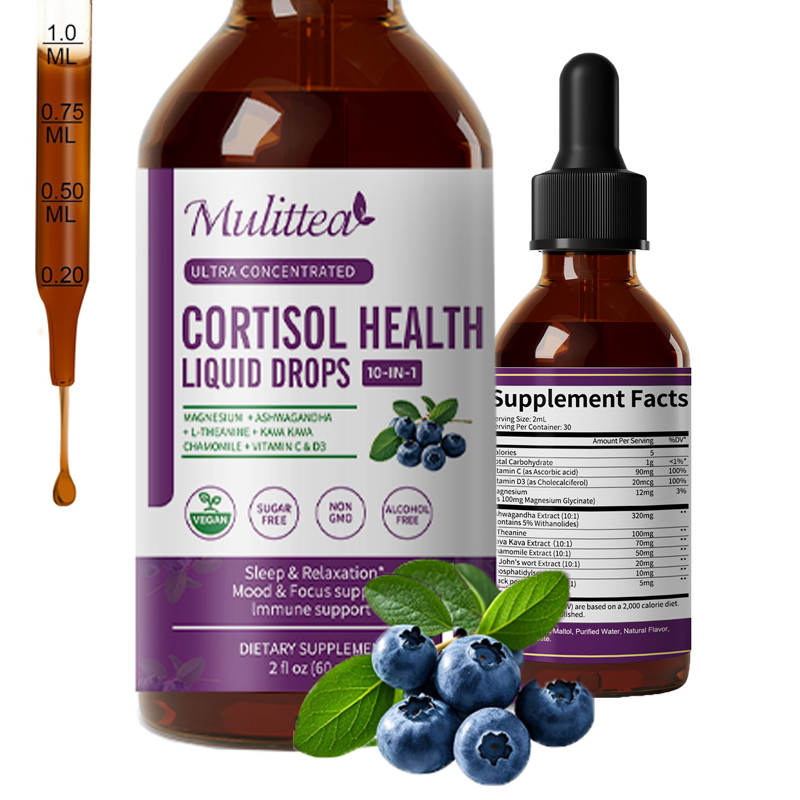 Cortisol Support Liquid Drop w/ Magnesium Ashwagandha -Balanced Adrenal Function