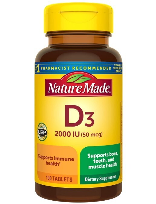 Nature Made Vitamin D3, 100 Tablets, 2000 IU (50 mcg) Exp 09/2025