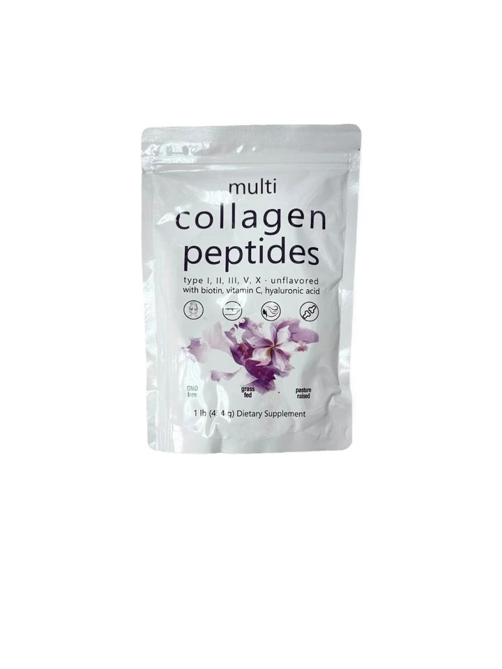 Multi Collagen Peptides Powder 1 lb Hydrolyzed  Type I,II,III,V,X