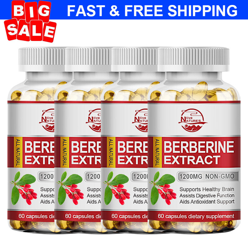 1-4 Berberine Extract 1200mg – High Absorption, Heart Health Support Supplements