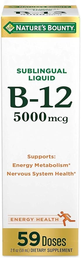 Vitamin B12 5000 Mcg Sublingual Liquid Energy Metabolism Support 2 Fl Oz