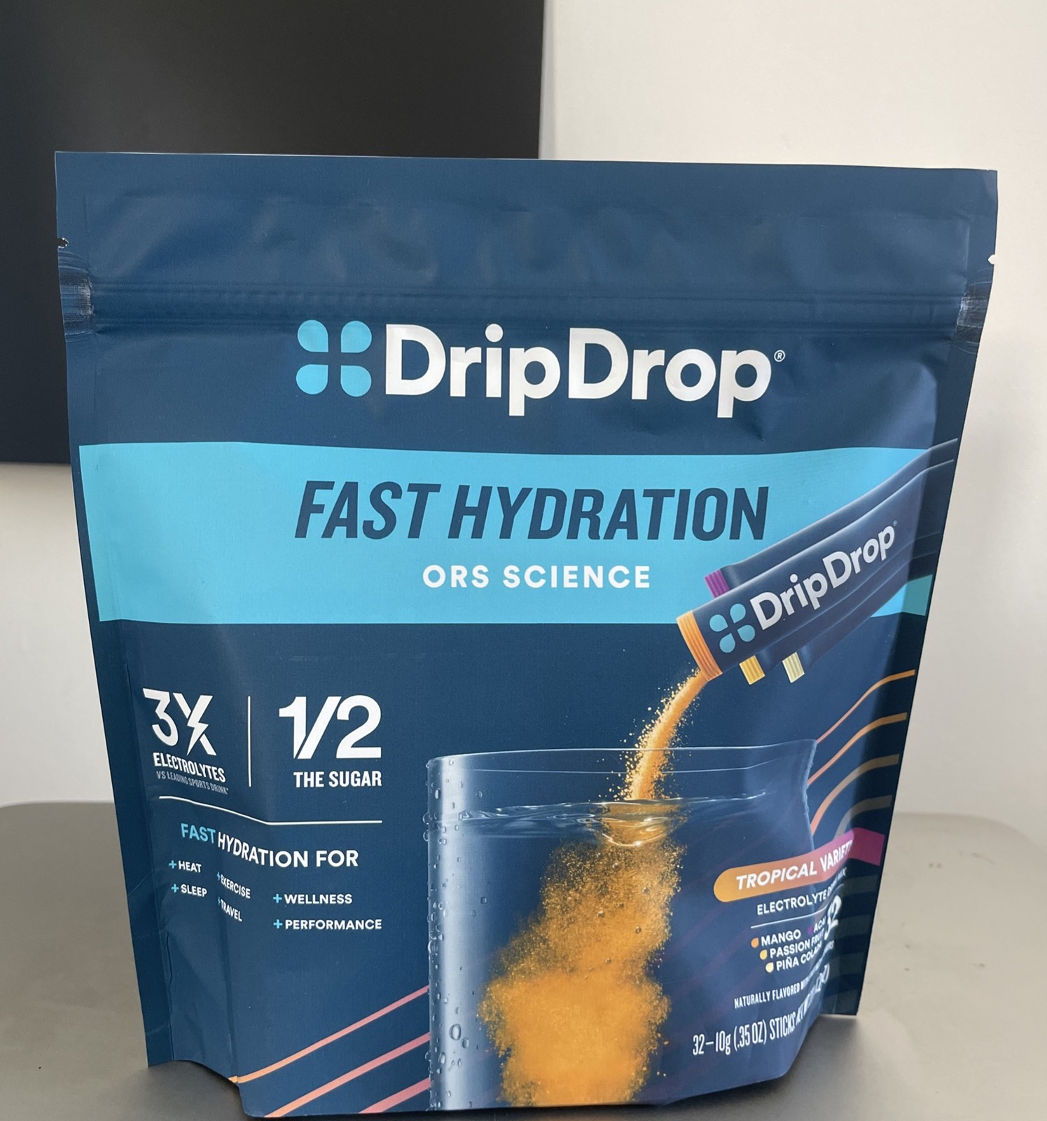 DripDrop Hydration – Tropical Electrolyte Drink Mix-32 Serv Pack FREE SHIPPING