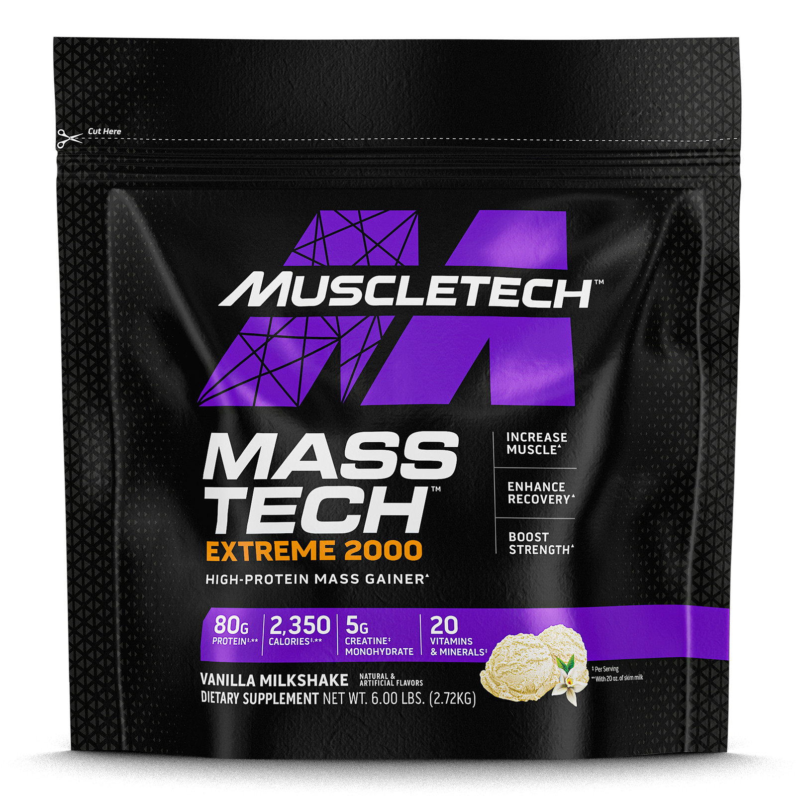 Mass-Tech™ Extreme 2000, Vanilla Milkshake, 6 lbs (2.72 kg)