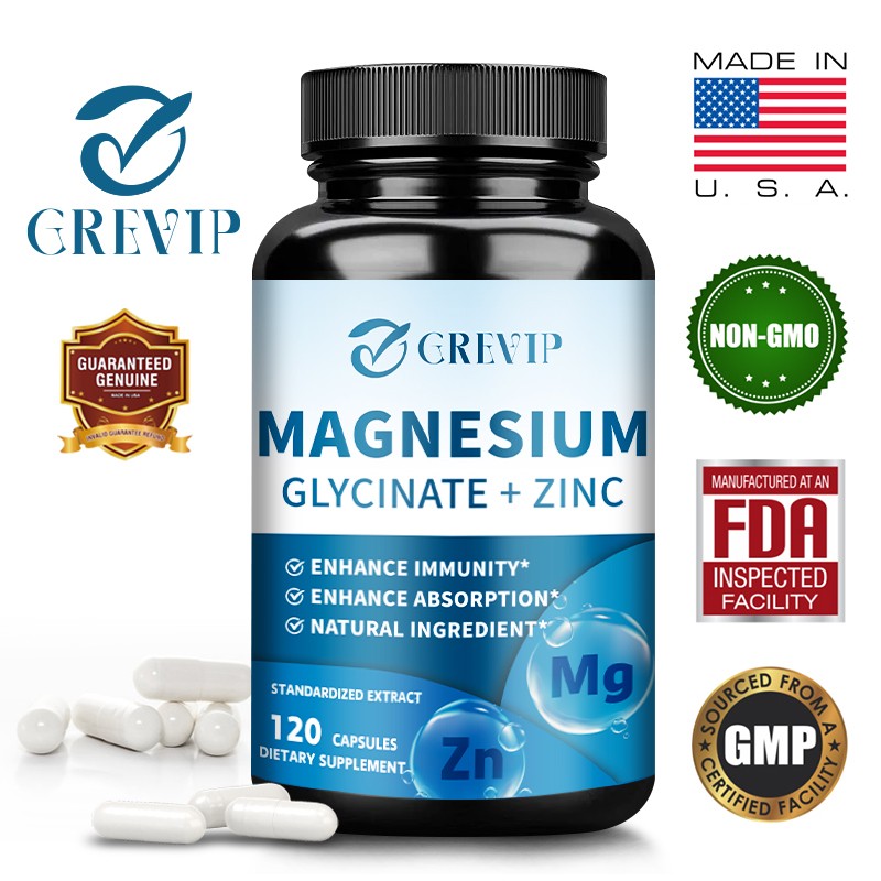 Magnesium Glycinate + Zinc – Brain & Heart Health,Stress & Anxiety Relief NEW