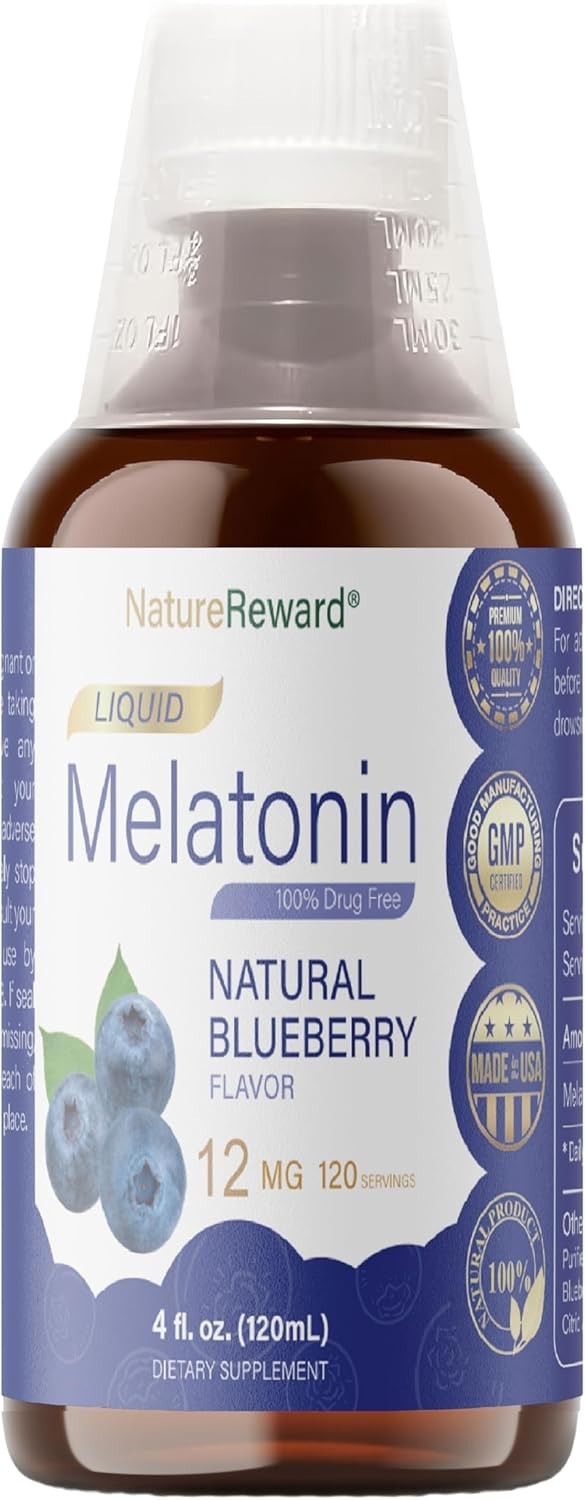 Melatonin 12Mg | 4 Fl Oz Liquid |120 Servings | Blueberry Flavor | for Adults |