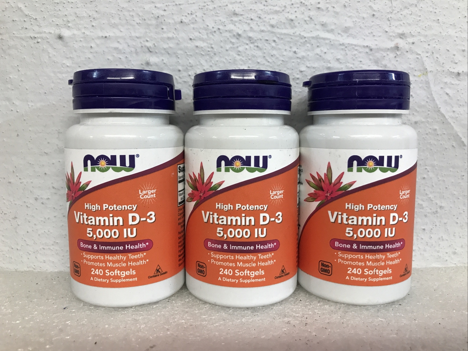 Now Foods High Potency Vitamin D-3 5000 IU Softgels 240 Count Lot Of 3 08/27 New