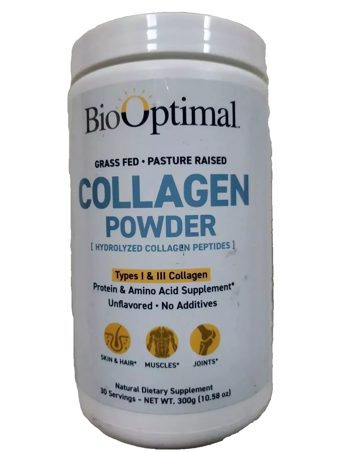 BioOptimal Grass Fed Collagen Powder Type I & III Unflavored Exp 02/26