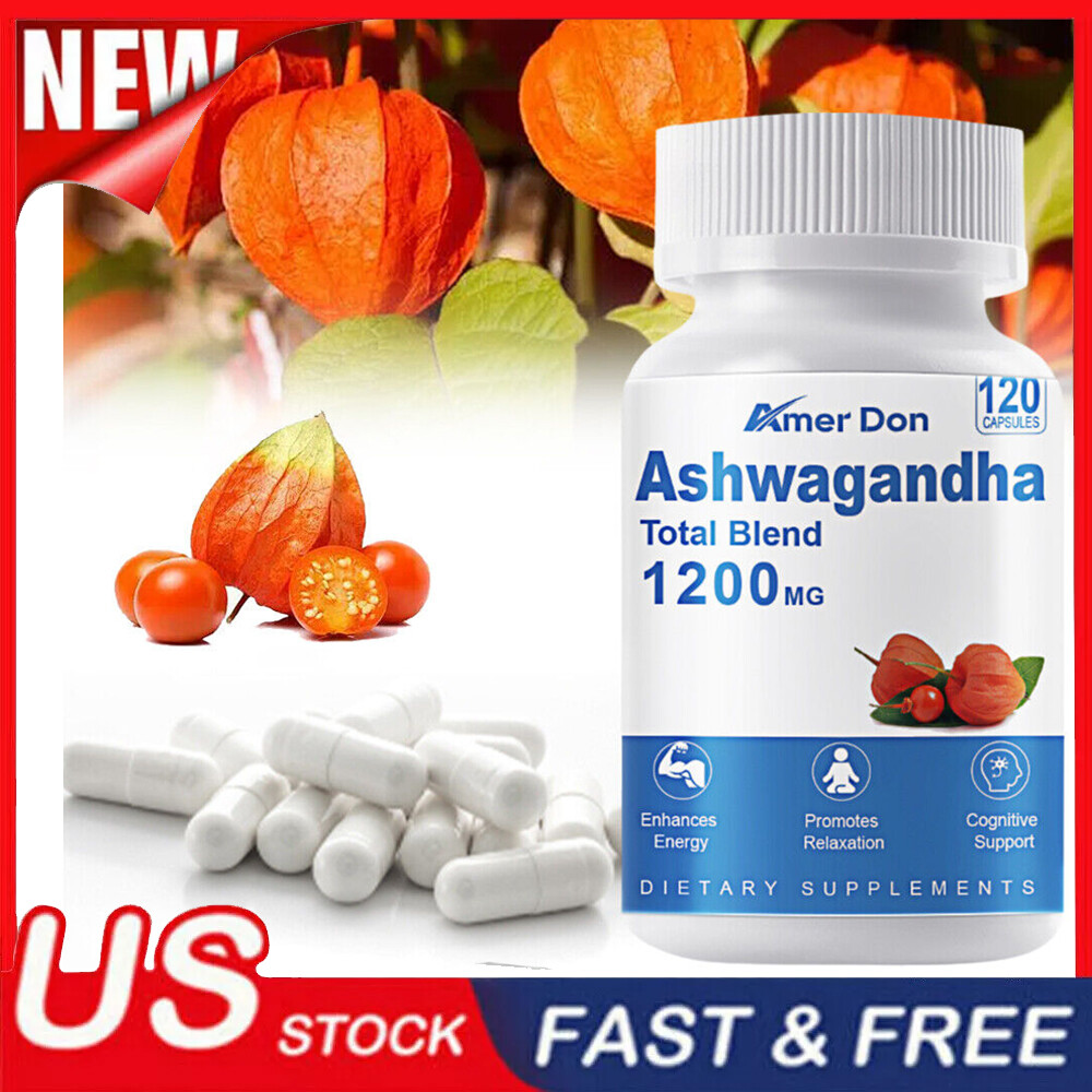 Organic Ashwagandha Capsules 1200mg Male Enhancing & Adrenal Support 120Capsules