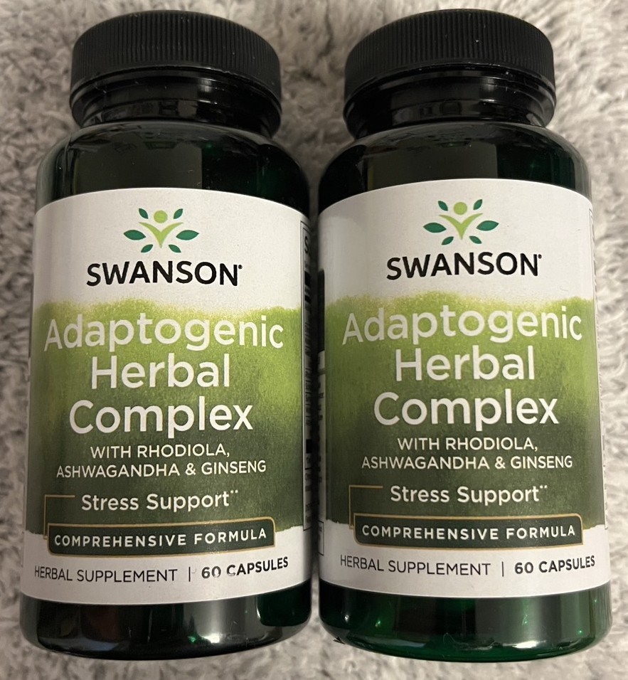 Swanson Adaptogenic Herbal Complex, Rhodiola, Ashwagandha, Ginseng 2X 60 Caps