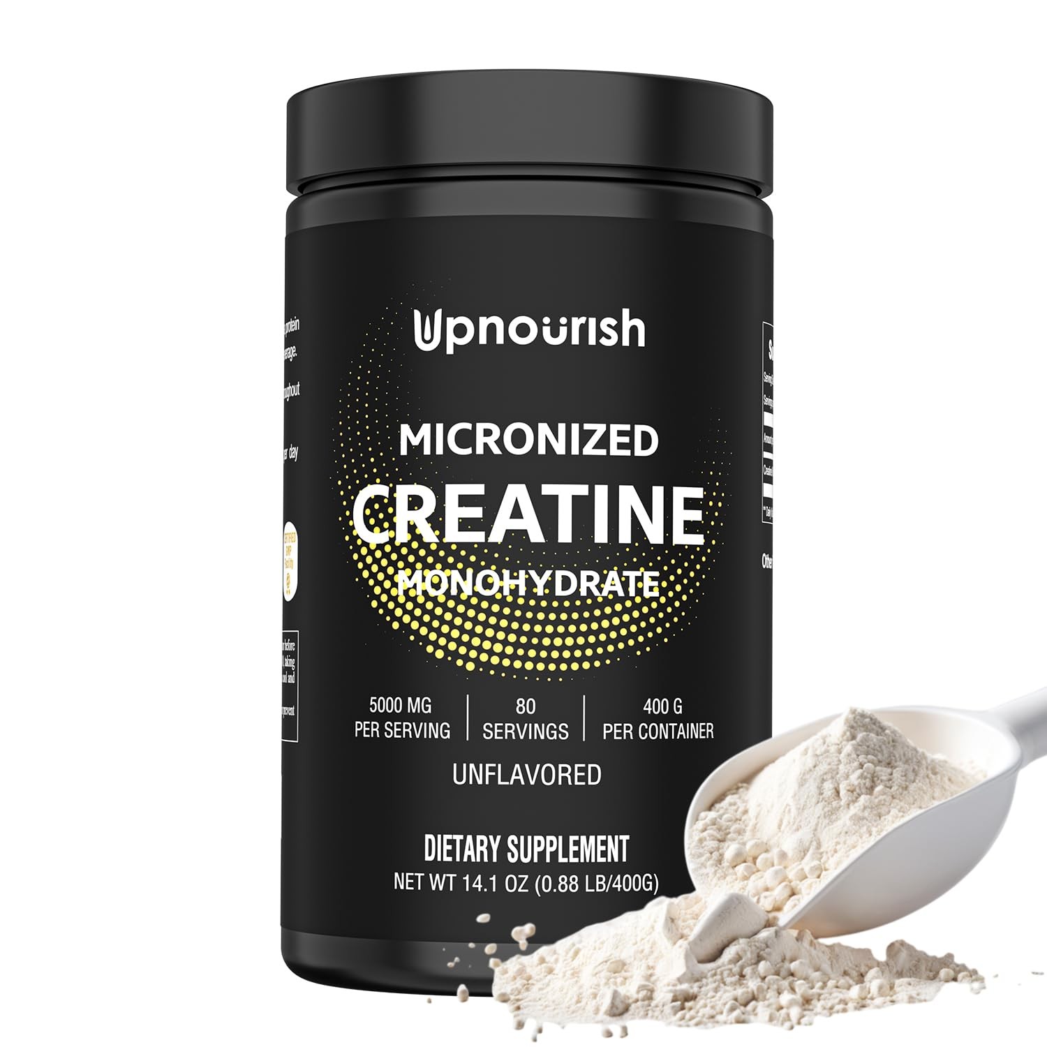 UpNourish Micronized Creatine Monohydrate Powder 400 G – 80 Servings 14.1096 Oz