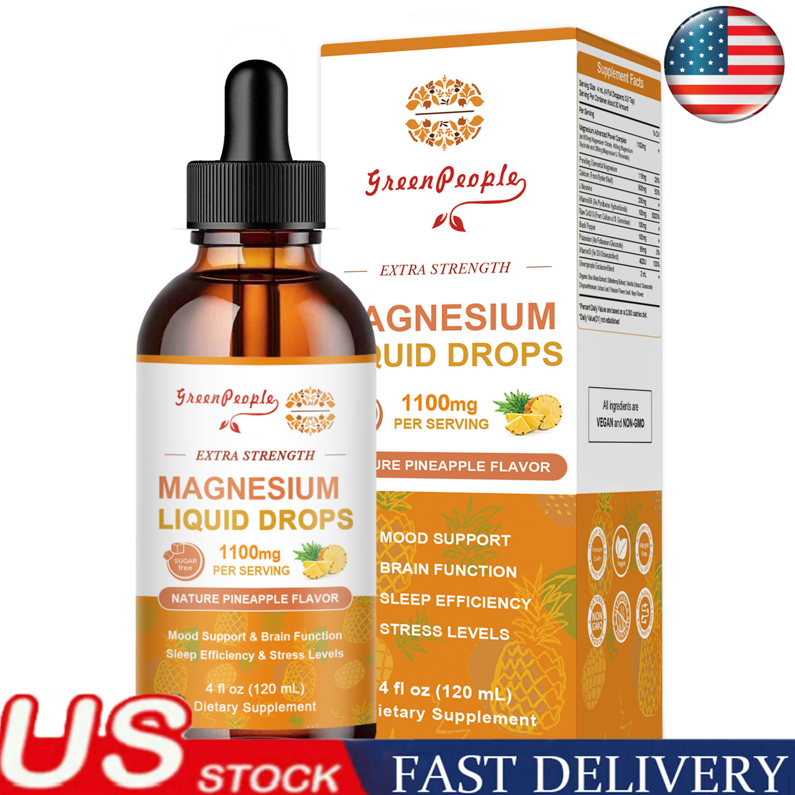 120ML Magnesium Liquid Drops,Magnesium Glycinate Taurate Citrate Supplement