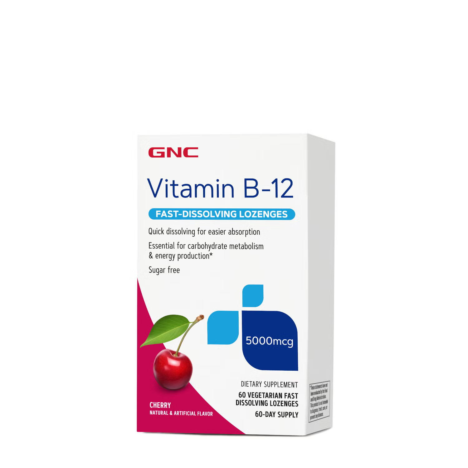 GNC Vitamin B-12 5000 mcg – Cherry – 60 Lozenges | 60 Servings