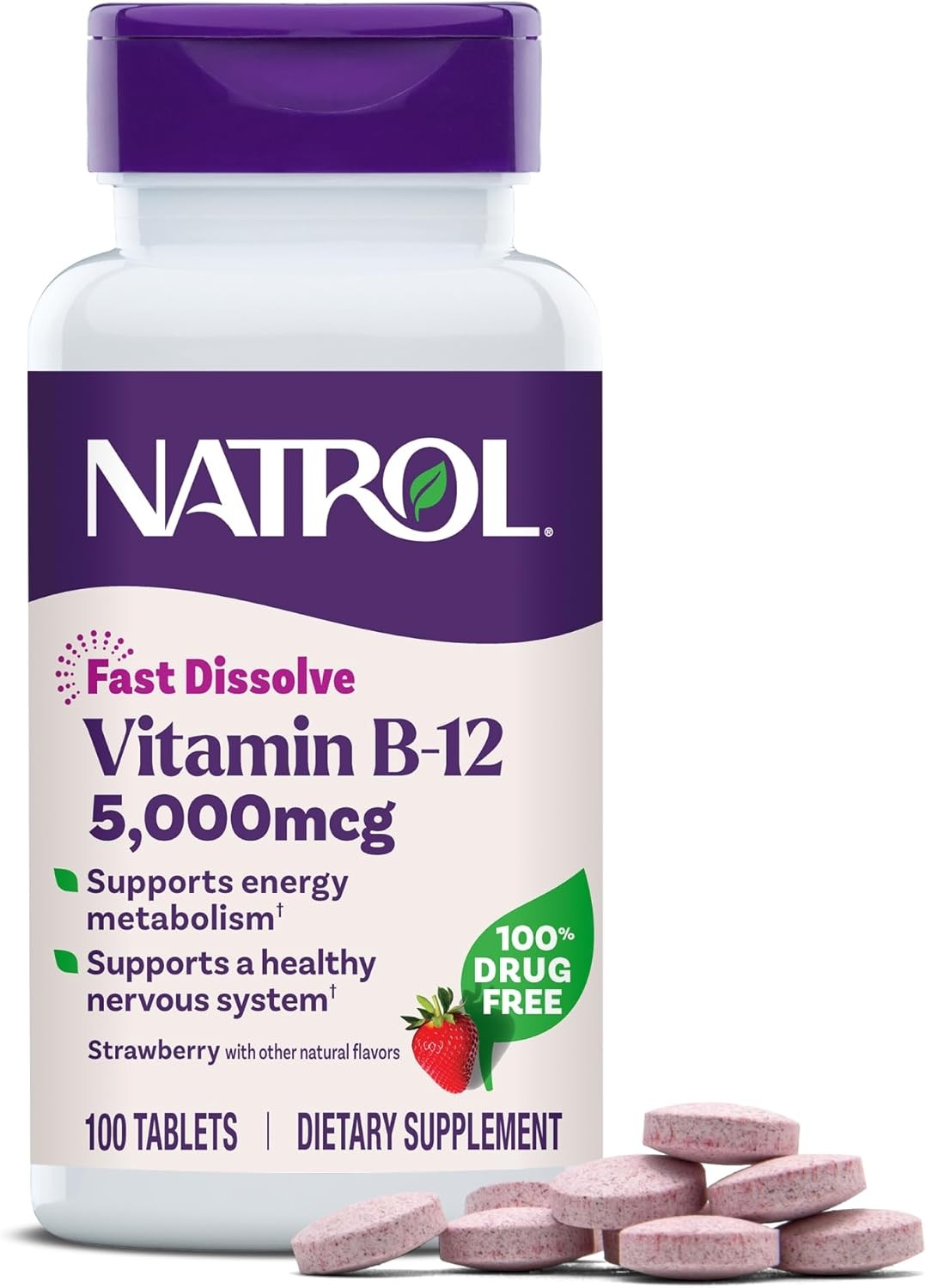 Vitamin B12 5000mcg Fast Dissolve Tablets Energy & Nerve Support 100ct