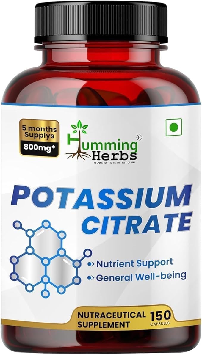 Humming Herbs Potassium Citrate 800mg – 150 Vegan 150 Count (Pack of 1)