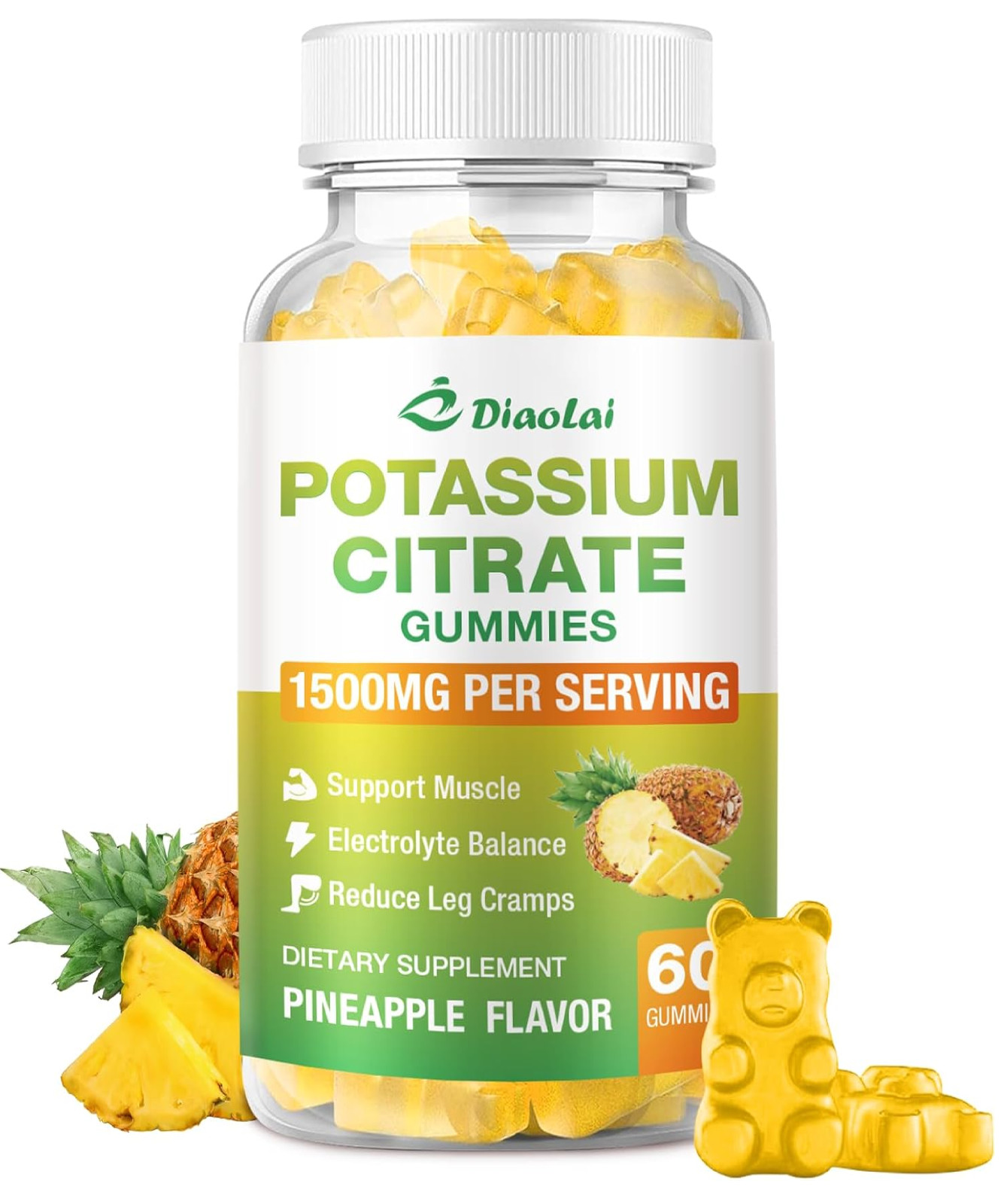 Potassium Citrate 1500mg Gummies – Potassium Supplement for Women & Men, Support