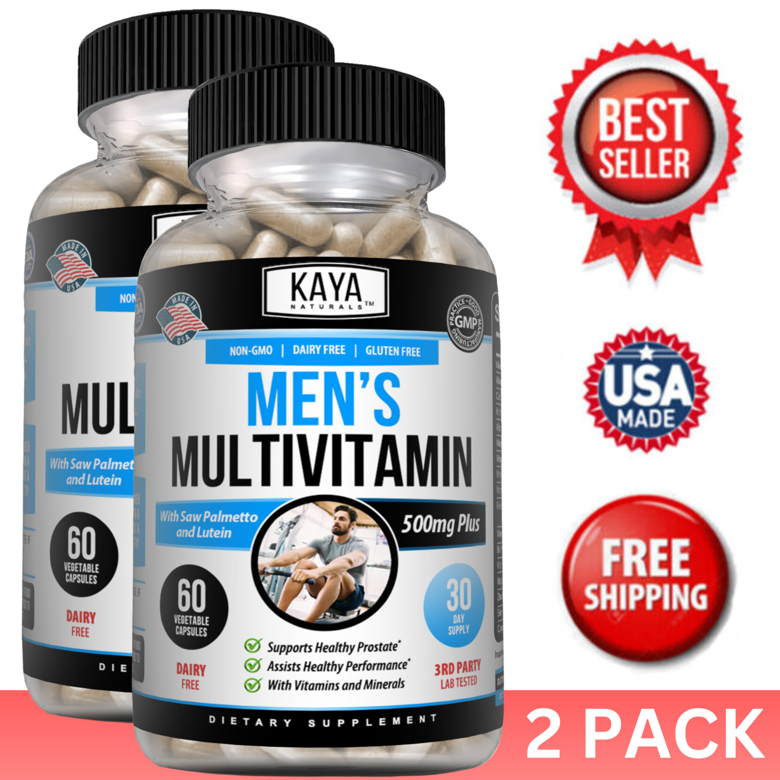(2 Pack) Multi Vitamin for Men Capsules Mens Prostate Multivitamin Multimineral
