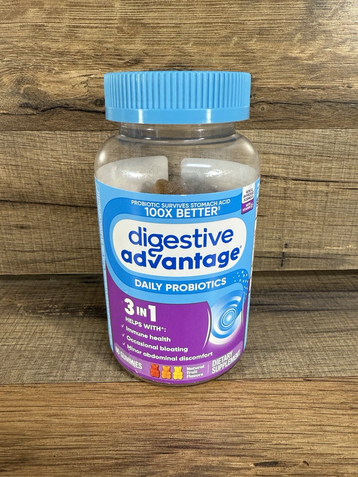 Digestive Advantage Daily Probiotics 3 in 1 60 Gummies Exp 03/2026