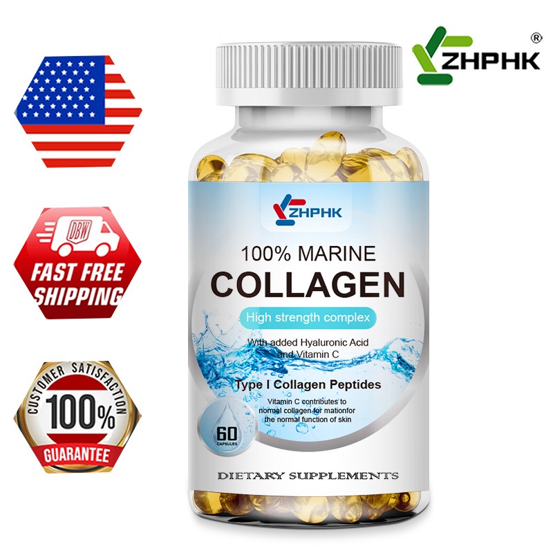Marine Collagen Capsules 1300mg Hyaluronic Acid,Vitamin C,Skin Health Supplement