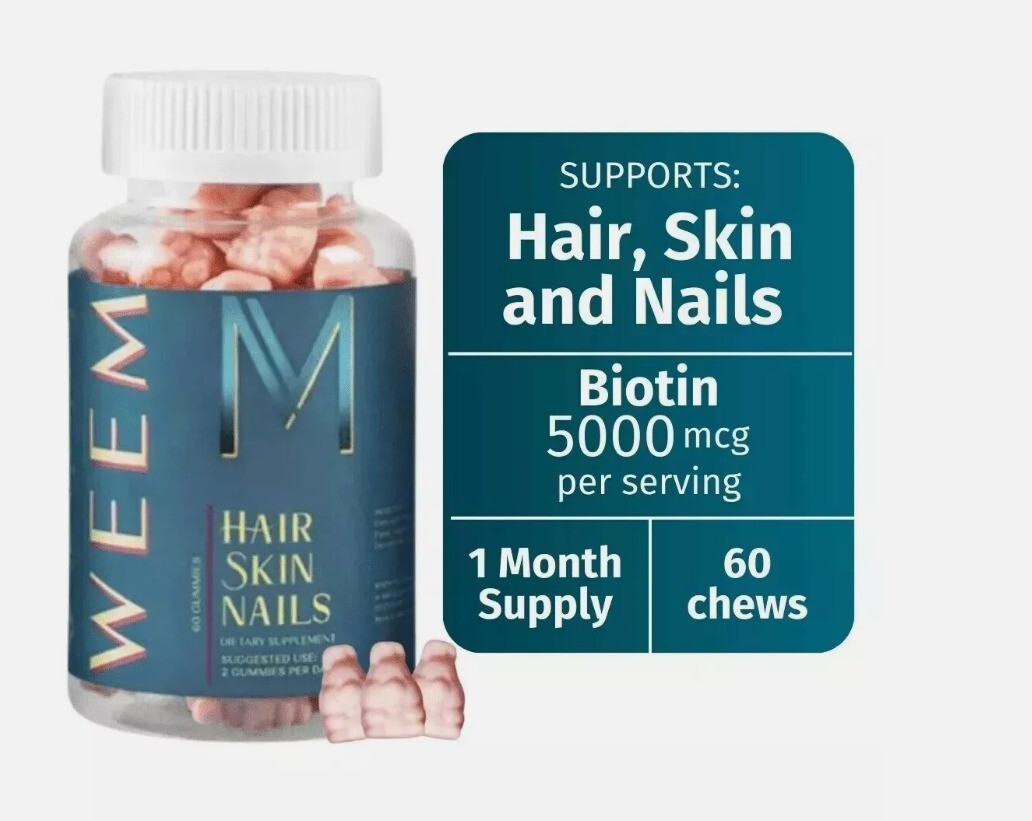 WEEM Hair Skin and Nails Gummies – Supports Healthy Hair – Vegan biotin Vitamins