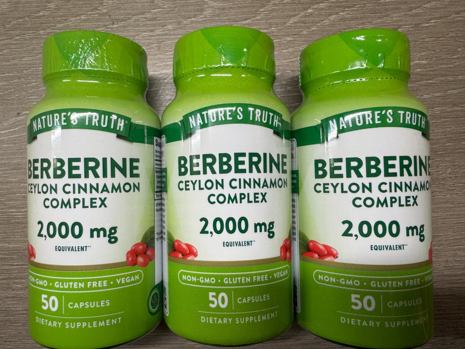 3 Nature’s Truth Berberine Ceylon Cinnamon Complex 2000 MG 50 Capsules 10/26