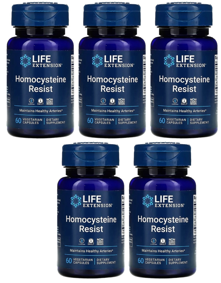 Homocysteine Resist 5X60 Caps Life Extension Folate/Vitamin B6/Vitamin B12