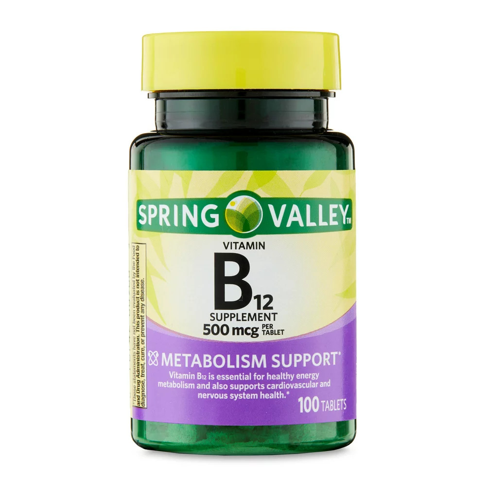 Spring Valley Vitamin B12 500 mcg Tablets Metabolism Support 100CT SAME-DAY SHIP