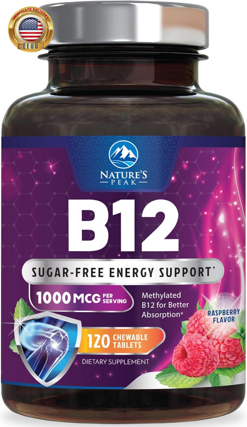 Vitamin B12 1000 Mcg (Methylcobalamin) Super B 12 Complex Dietary Supplement for