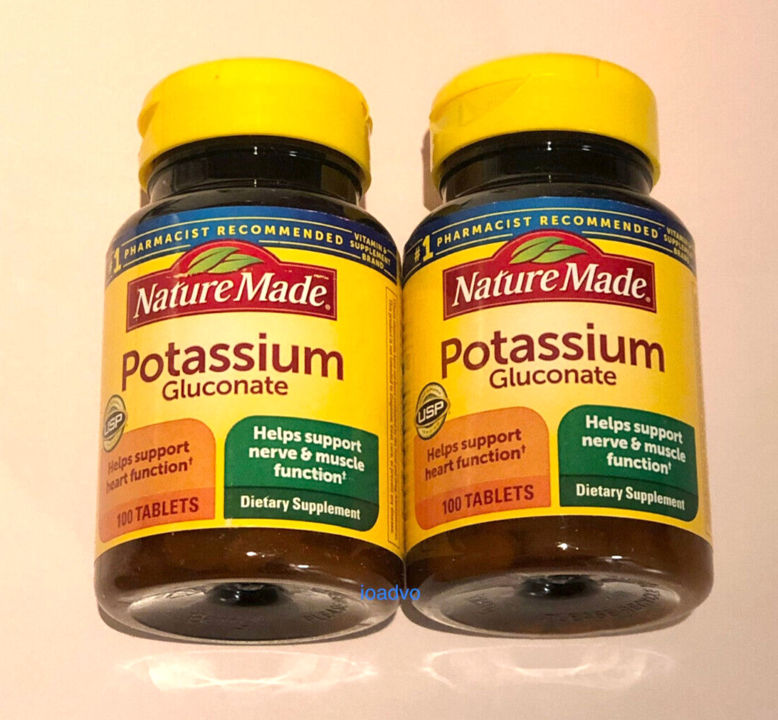 Nature Made Potassium Gluconate 550 mg 100 Tablets (Pack of 2)