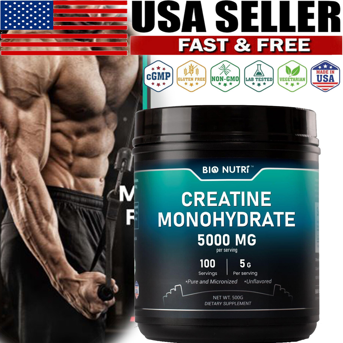 500g Creatine Monohydrate Powder Natural Micronized Unflavored Creatine Powder