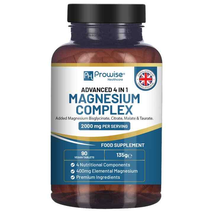 Magnesium 4000mg 90 Tabs Magnesium Bisglycinate/Malate/Citrate/Taurate Vegan