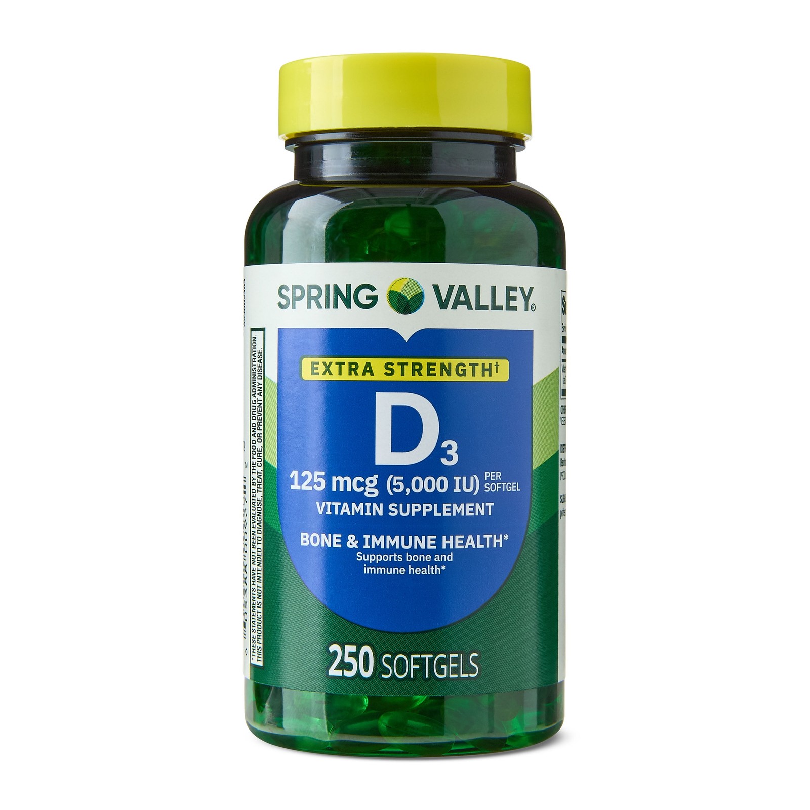 Extra Strength Vitamin D3 Softgels, 125 mcg (5000 IU), 250 Count, Supplement