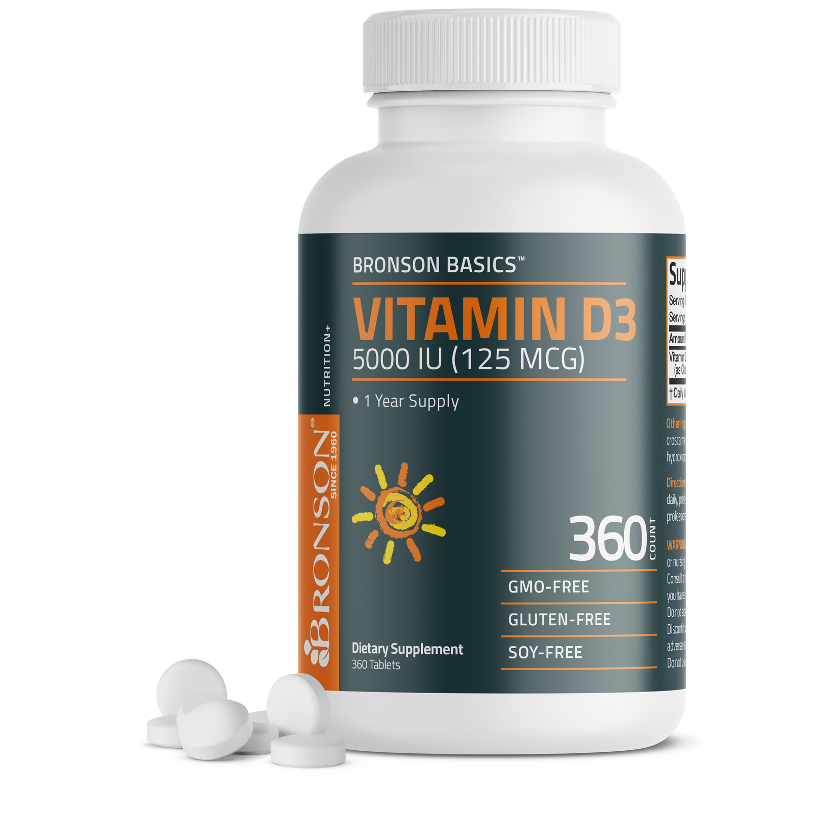 Bronson Vitamin D3 5,000 IU High Potency, 180 Tablets
