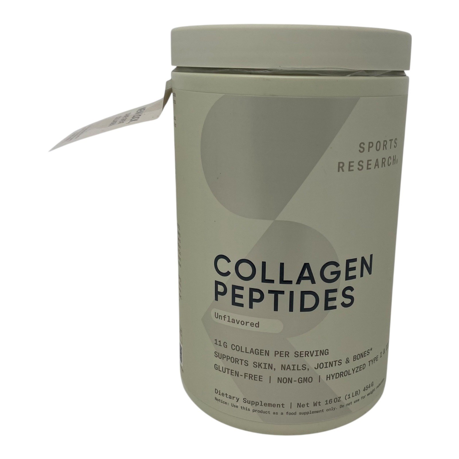 Sports Research Collagen Peptides Unflavored Dietary Supplement 16oz Exp 12/2026