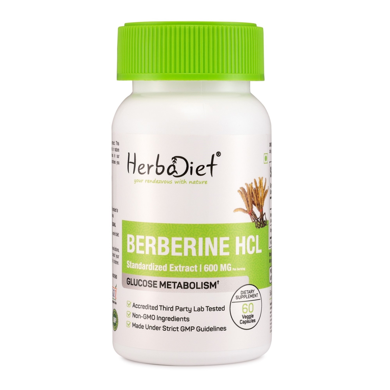 Berberine 98% Extract Capsules 40:1 600mg Blood Sugar Glucose Support