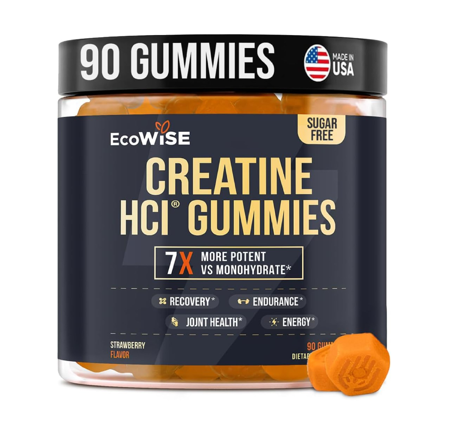 Creatine HCL Gummies 750mg, Chewable Gummies for Men & Women, Sugar-Free, Veg…