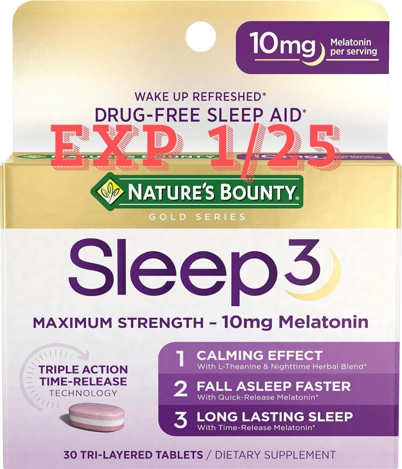 Nature’s Bounty, Sleep3 Melatonin Maximum Strength SEE PICTURE FOR DATE