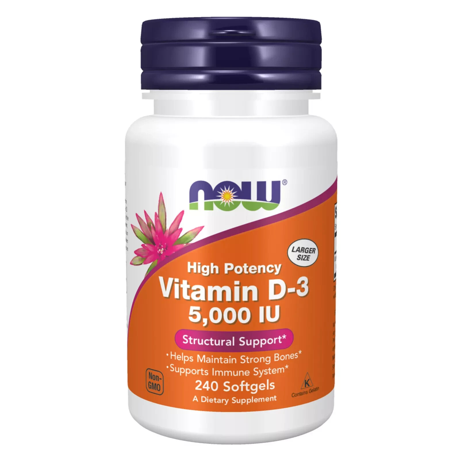 NOW FOODS Vitamin D-3 5000 IU 240 Softgels Best by 09/2025