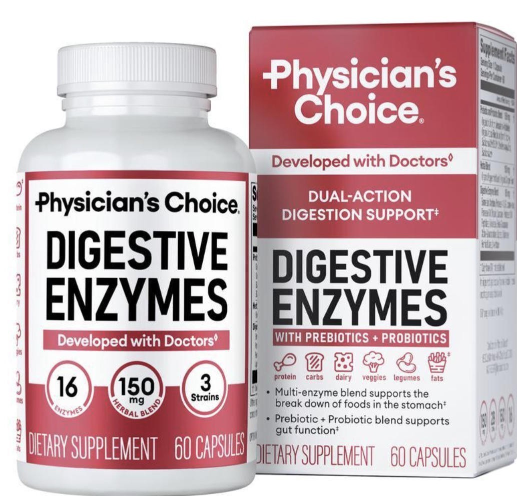Physician’s CHOICE Digestive Enzymes – Multi Enzymes, Organic Prebiotics – 60 CT