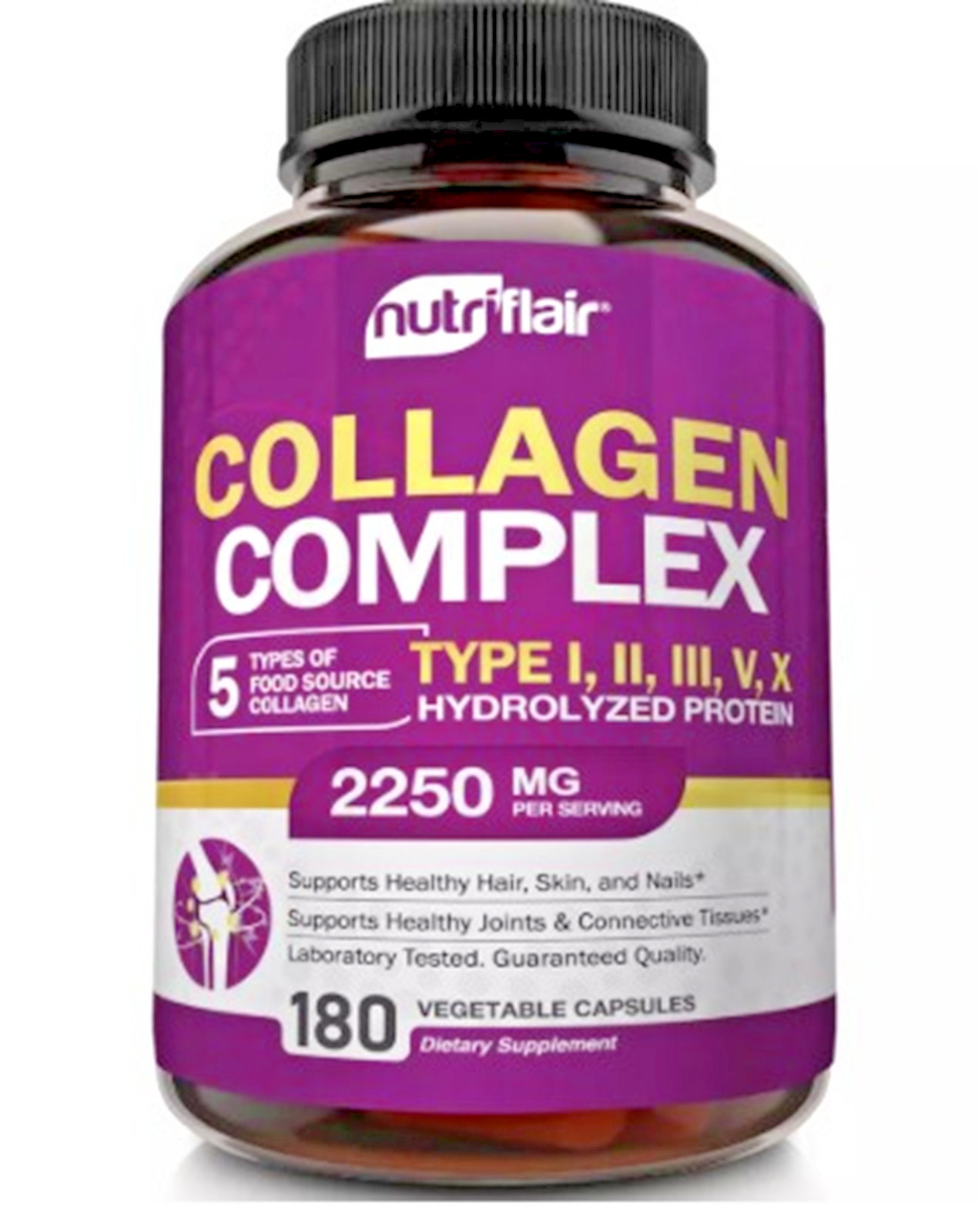 NutriFlair Multi Collagen Peptides Supplement for Hair,Skin,Nails,Joints-180caps