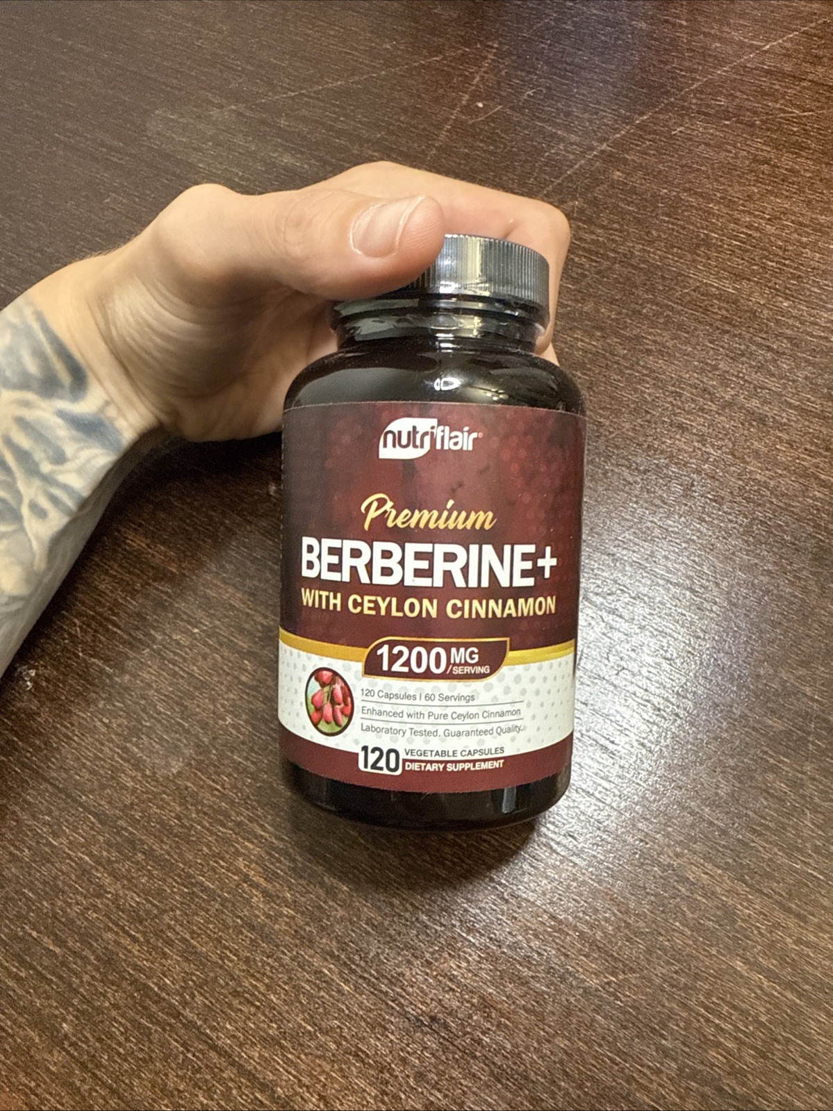 Premium Berberine HCL 1200mg 120 Capsules – Plus Organic Ceylon Cinnamon