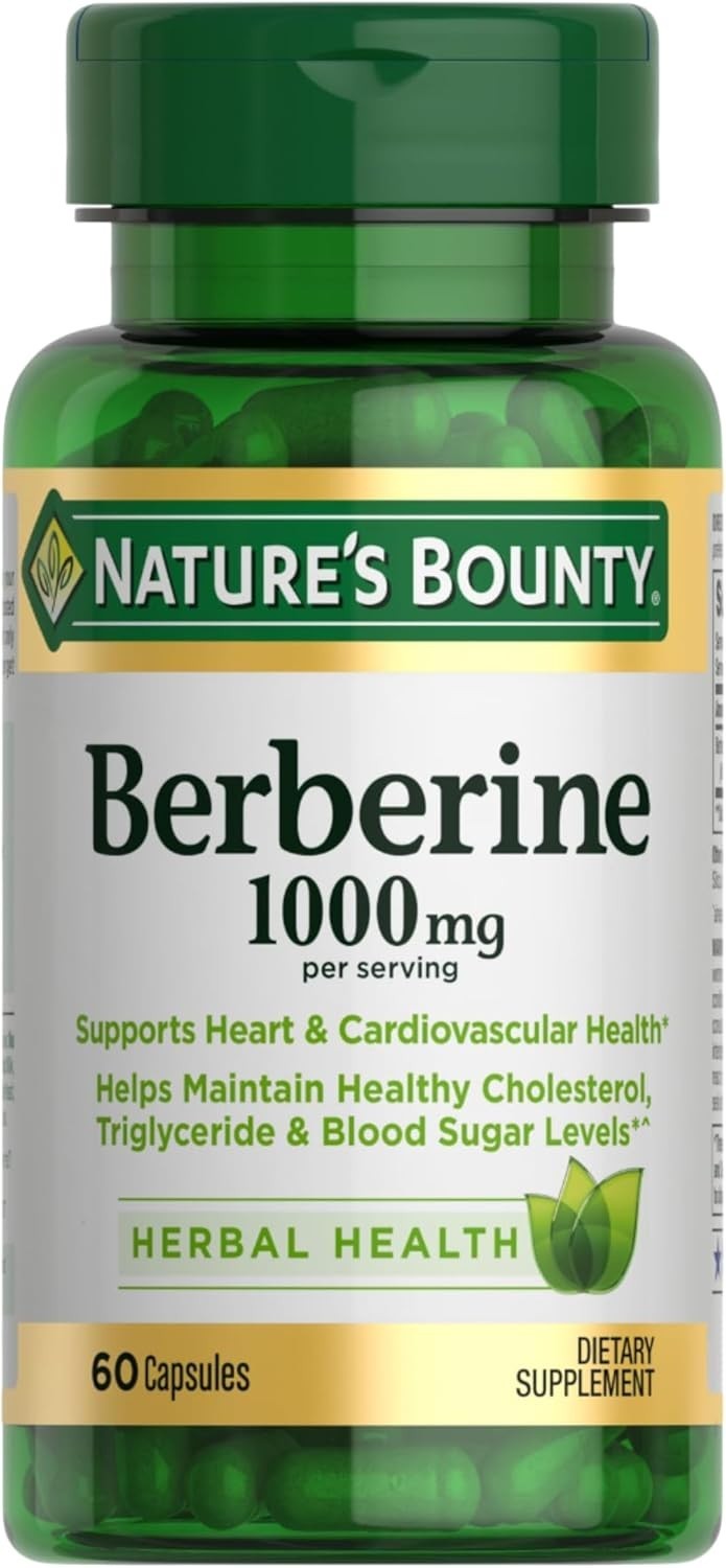 Berberine 1000mg – Nature’s Bounty Heart, Cholesterol & Blood Sugar Health, 60ct