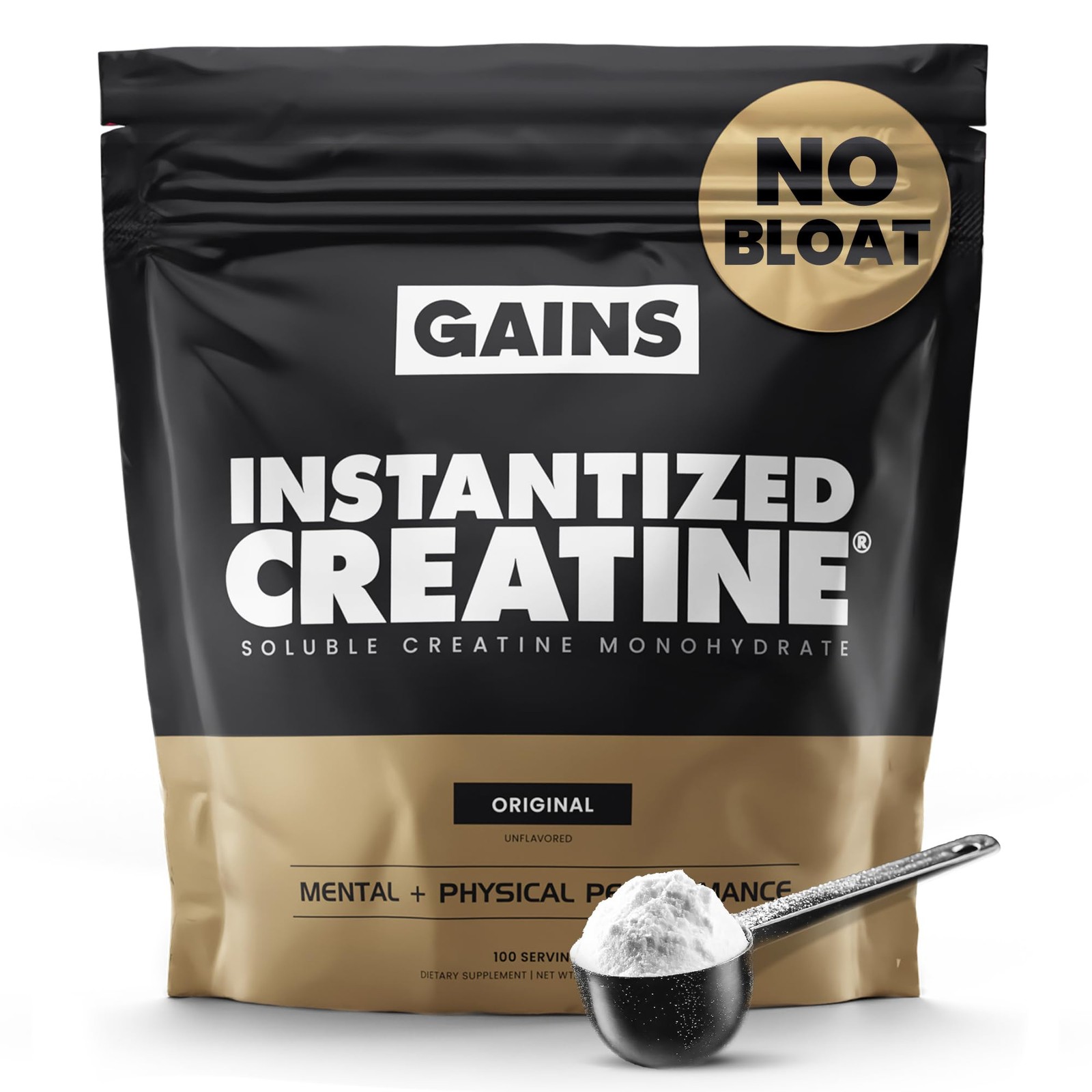 Gains in Bulk Instantized Creatine Monohydrate for Women and Men, Soluble Pre…