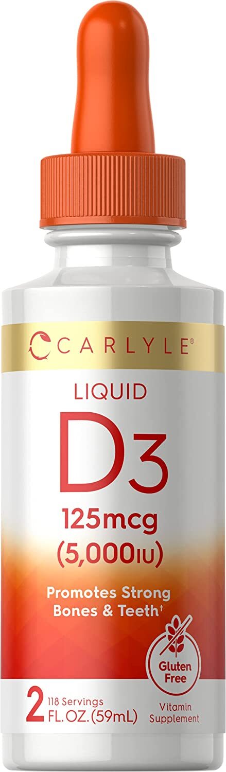 Liquid Vitamin D3 | 5000 IU (125 mcg) Drops | 2 fl oz | Vegetarian | by Carlyle