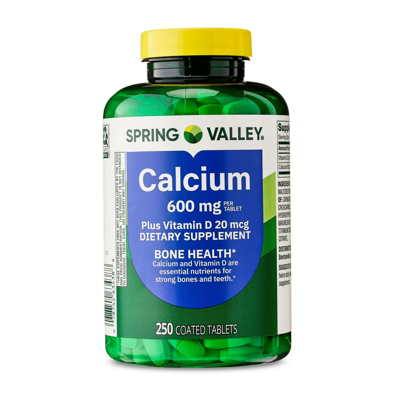 Spring Valley Calcium Plus Vitamin D3 600mg Tablets 250 Count Bone & Teeth Heal