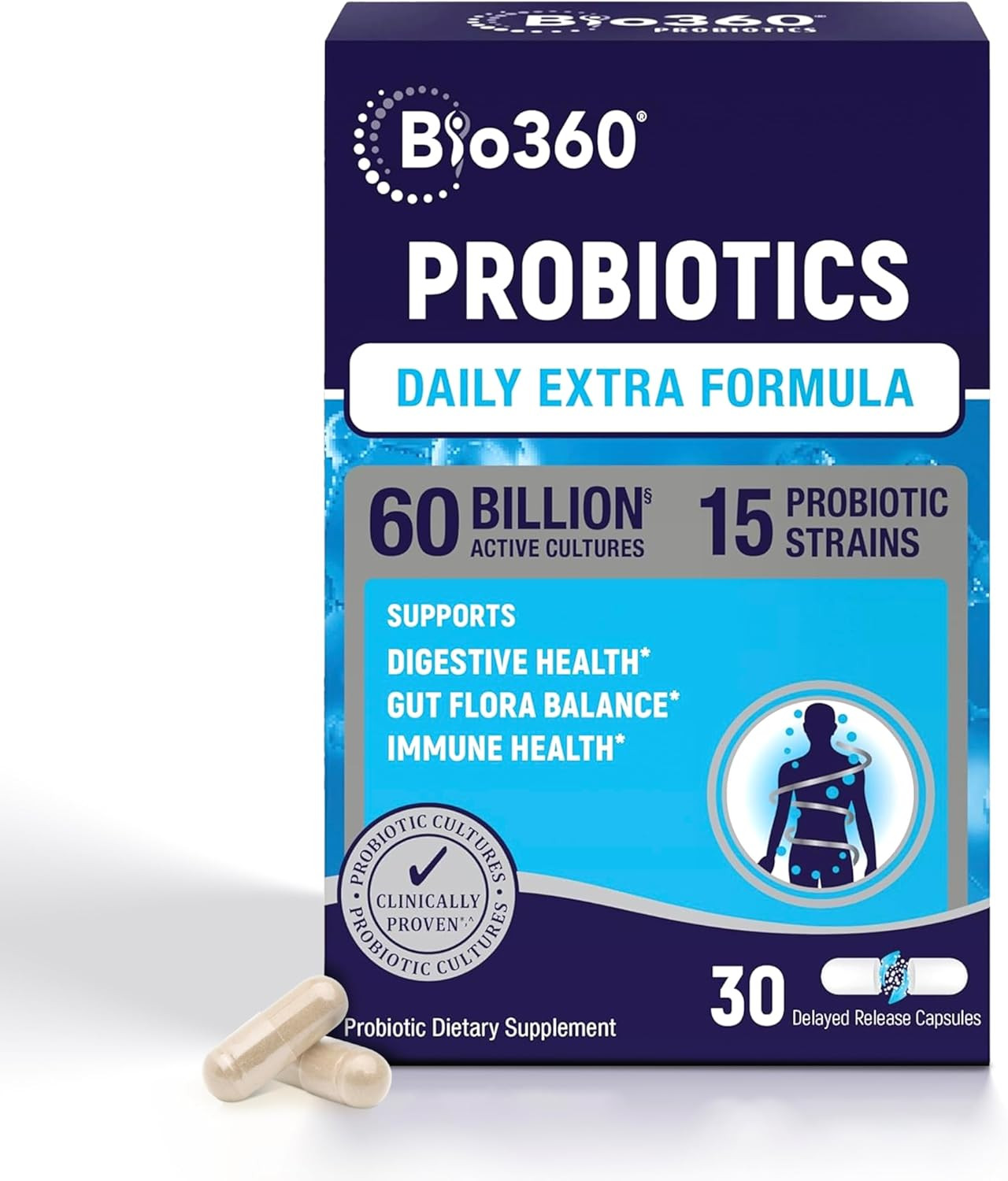 Extra Strength Probiotic for Digestive Health and Immune Support, 60 Billion CFU