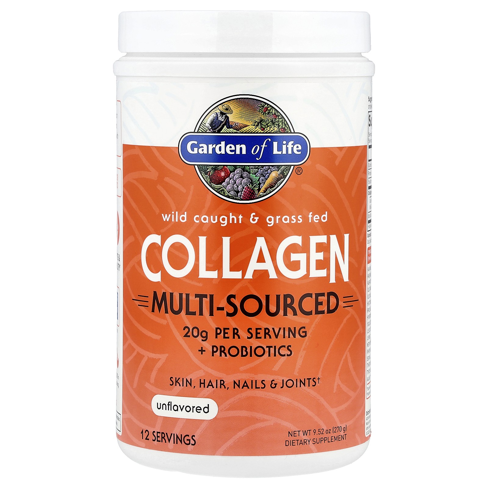 Wild Caught & Grass Fed Collagen, Multi-Sourced, Unflavored, 9.52 oz (270 g)