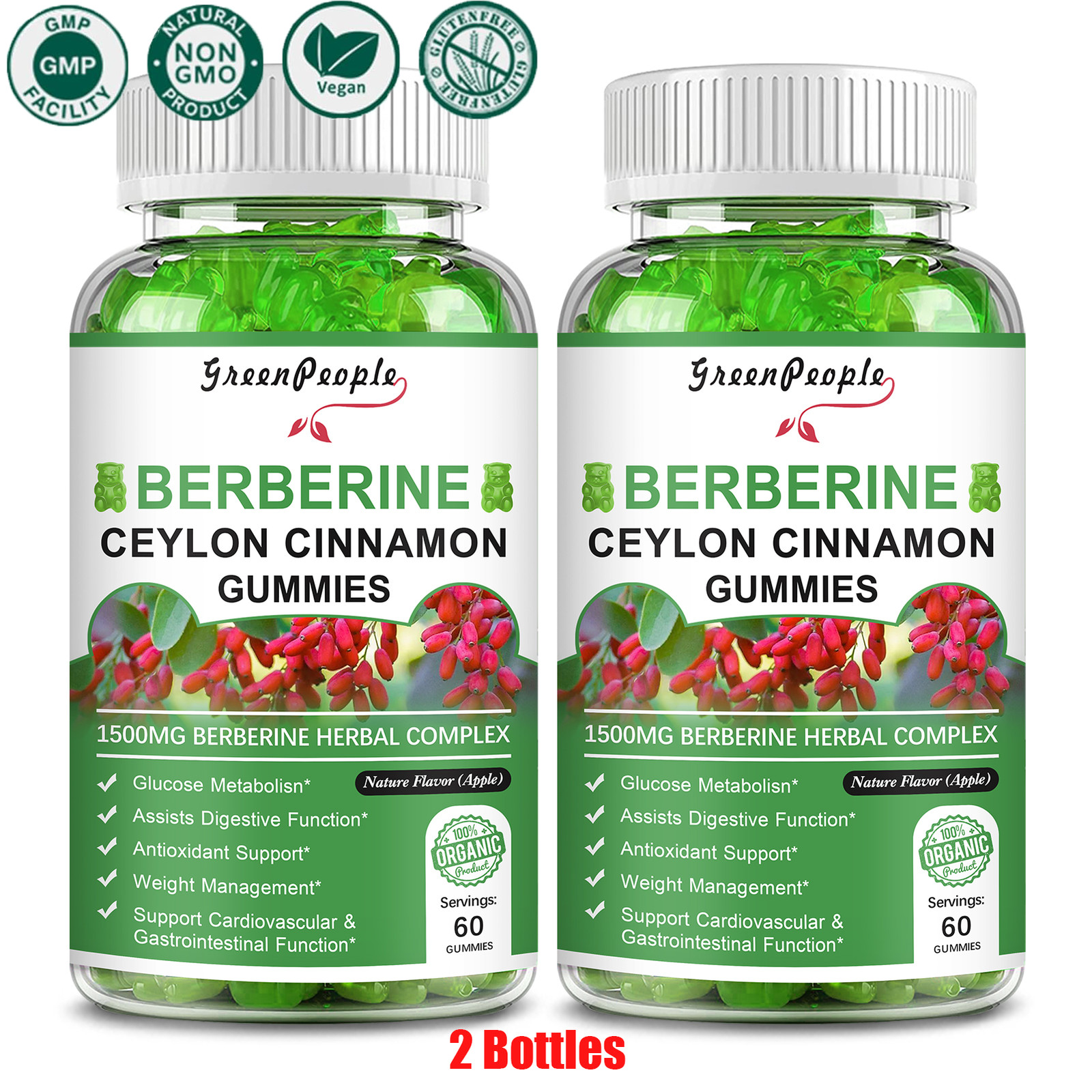 Berberine Gummies, Plus Ceylon Cinnamon, Milk Thistle for Immune System Support