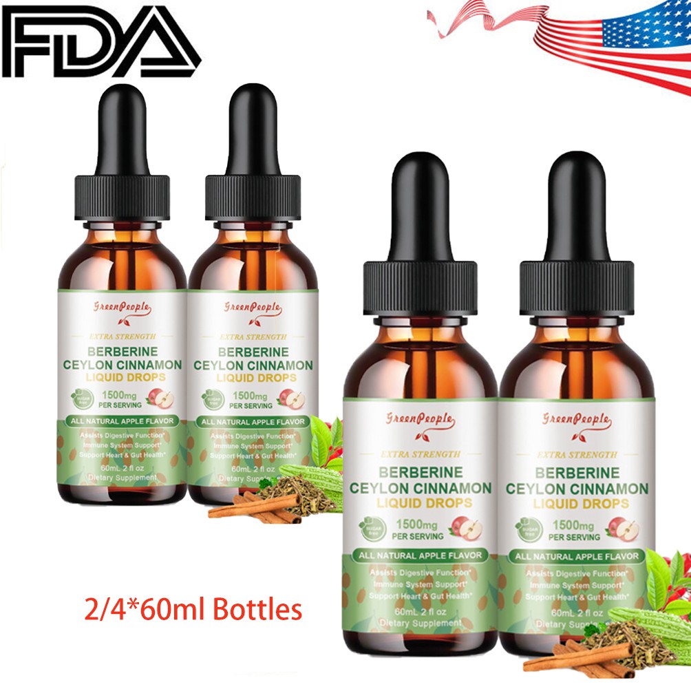 Nutra Berberine with Ceylon Cinnamon Supplement Liquid Drops 1500mg Berberine