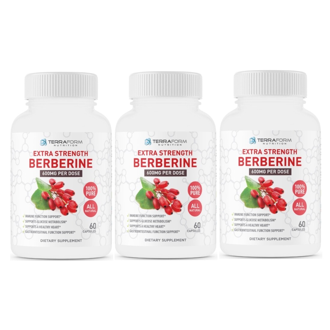 Pure Berberine – 1200mg Max Strength – 3 Pack